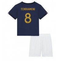 Echipament fotbal Franţa Aurelien Tchouameni #8 Tricou Acasa Mondial 2022 pentru copii maneca scurta (+ Pantaloni scurti)